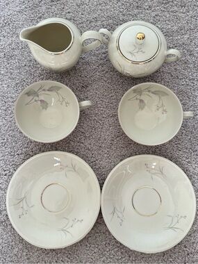 Mitterteich Bavaria Vintage Porcelain Tea Set 2 Cups 2 Saucers Sugar CupMilk Jug